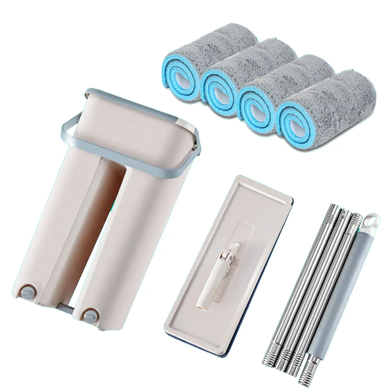 Flat Squeeze & Bucket Hand Free Wringing Floor Cleaning Mop