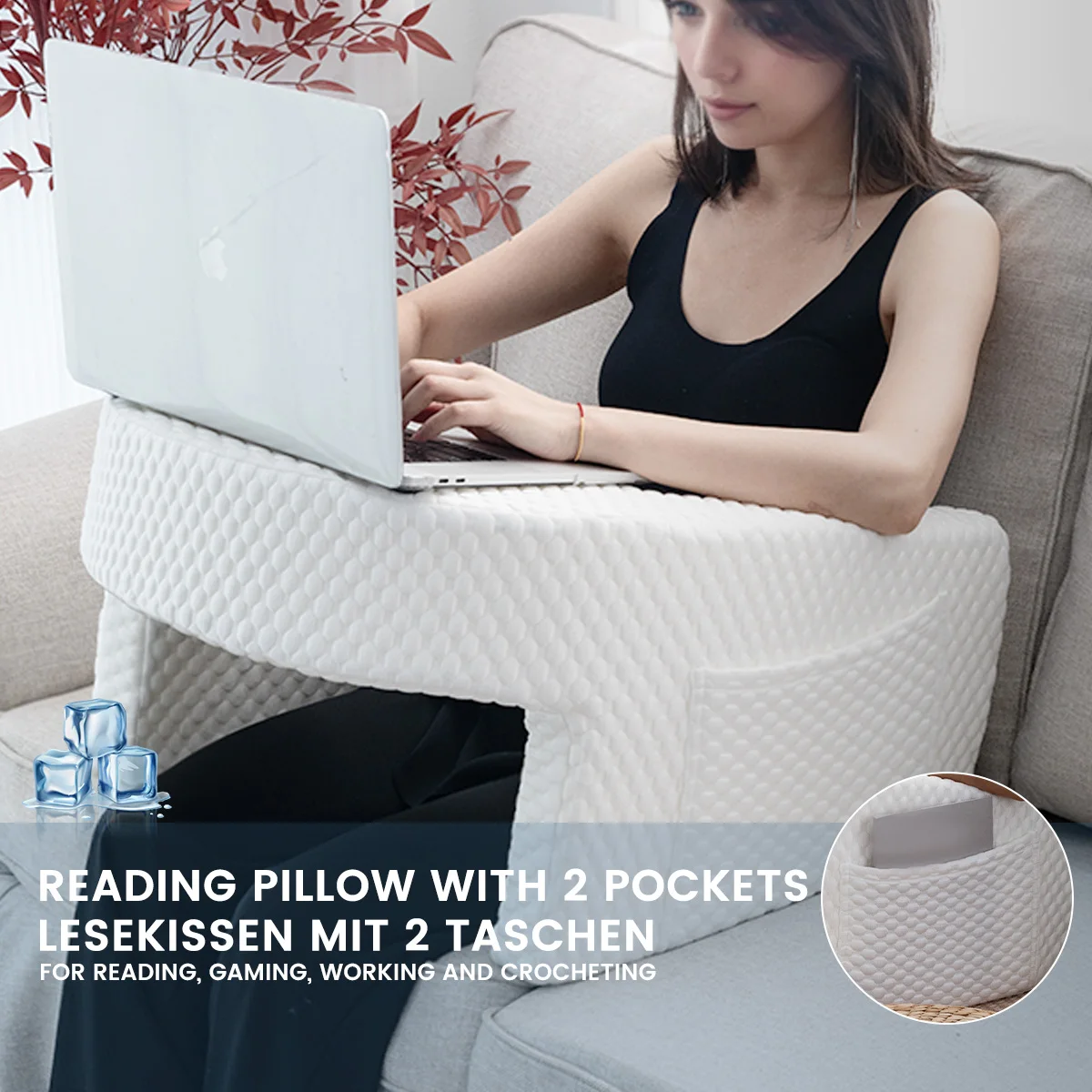 Memory Foam Bed Rest Pillow for Reading and Working