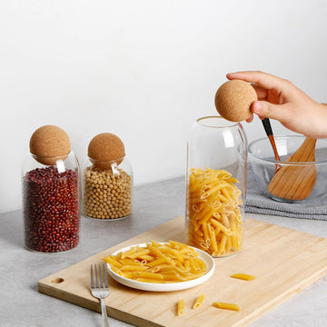 3 Pcs/set Glass Storage Jar with Ball Cork Lid