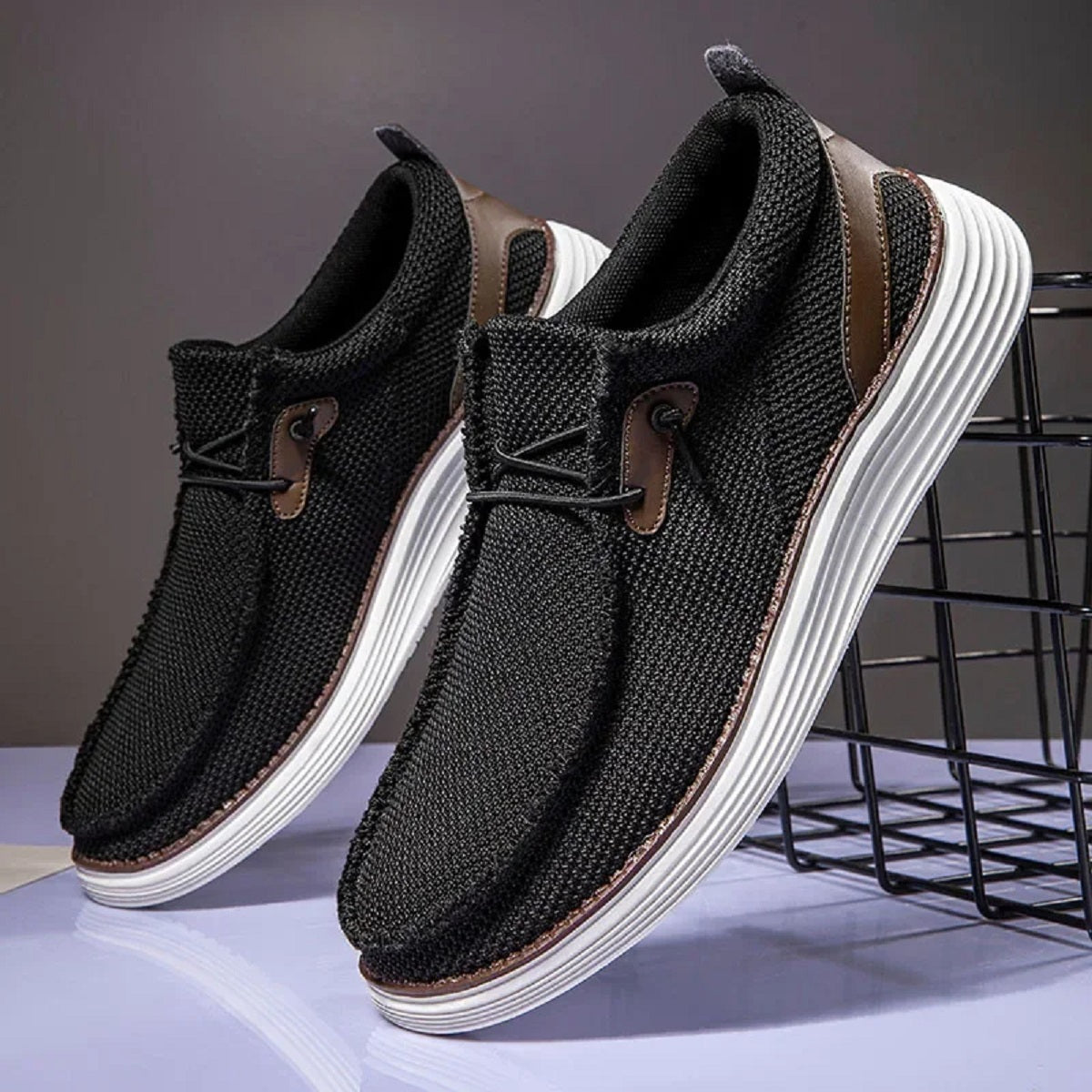 Men's Breathable Canvas Slip-On Loafers - Lightweight Comfortable Casual Shoes