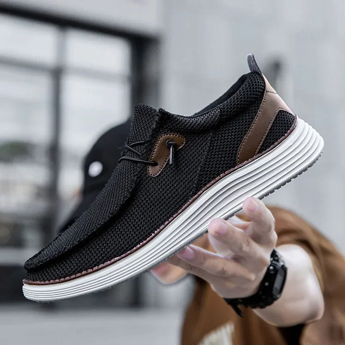 Men's Breathable Canvas Slip-On Loafers - Lightweight Comfortable Casual Shoes
