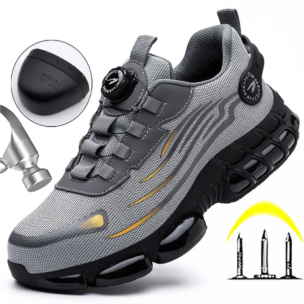 Rotating Button Safety Anti-Smash Anti-Puncture Work Shoes