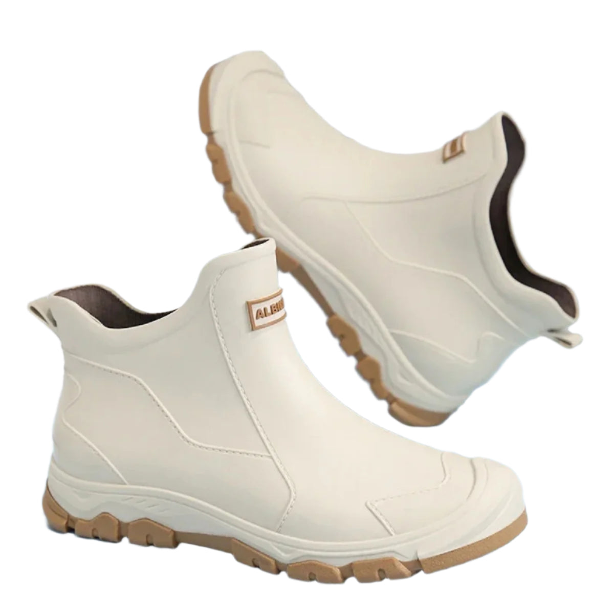 Men's Waterproof Ankle Rain Boots - Warm Anti-Slip Rubber