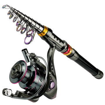 Carbon Fiber Telescopic Fishing Rod And Reel Combo - Super Hard Spinning Kit
