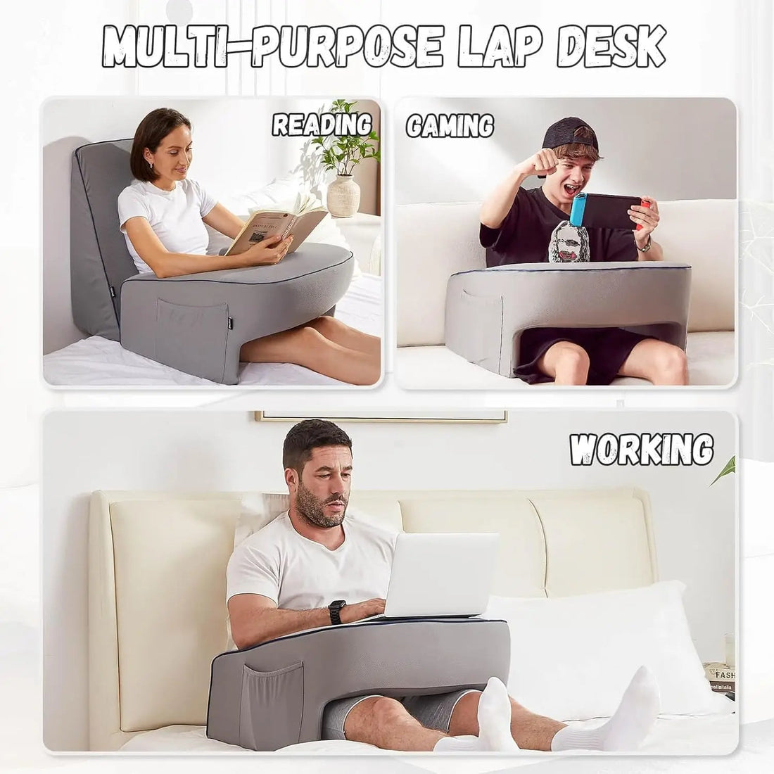 Memory Foam Lap Desk Pillow - Laptop Support for Bed & Couch
