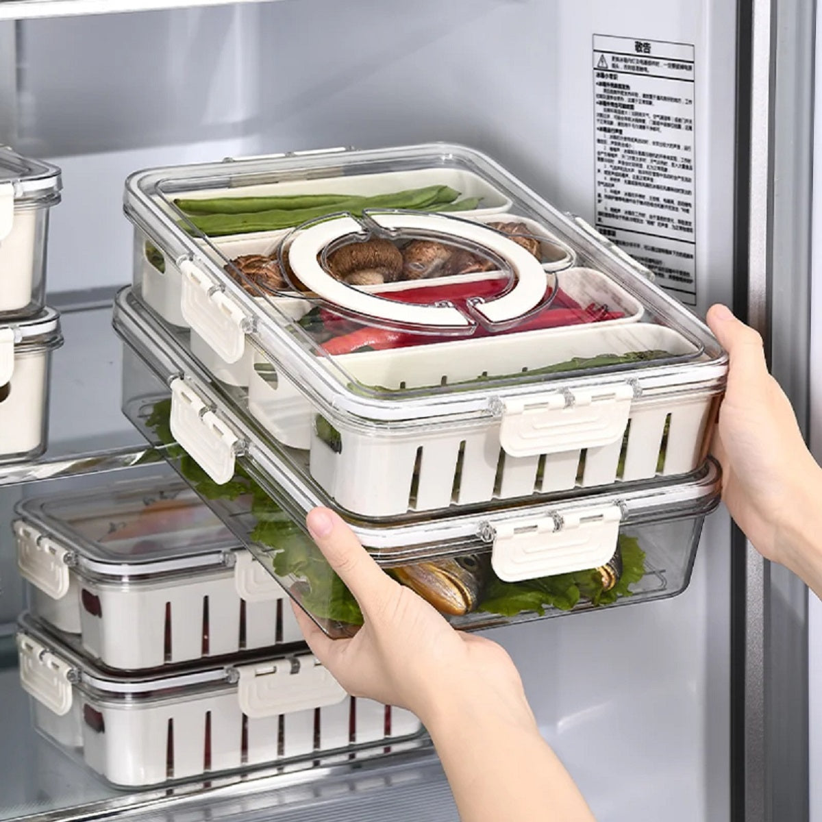 Kitchen Drain & Storage Box - Pet Refrigerator Organizer with Handle