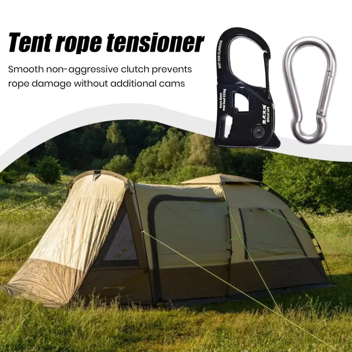 Aluminium Tent Guyline Tensioner Buckle - Heavy-Duty Cord Adjuster