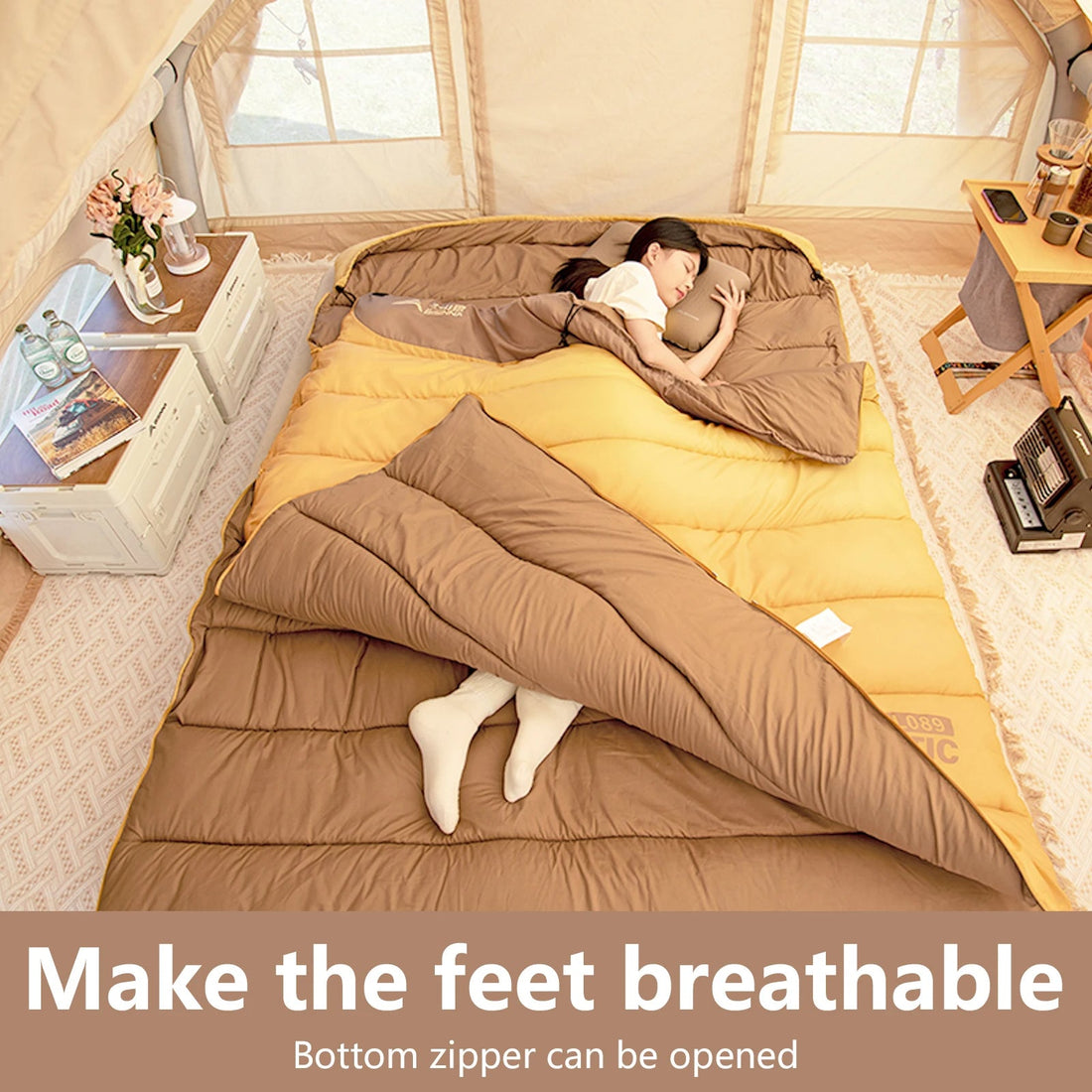 2-Person 4-Season Sleeping Bag - Portable Winter Camping and Hiking