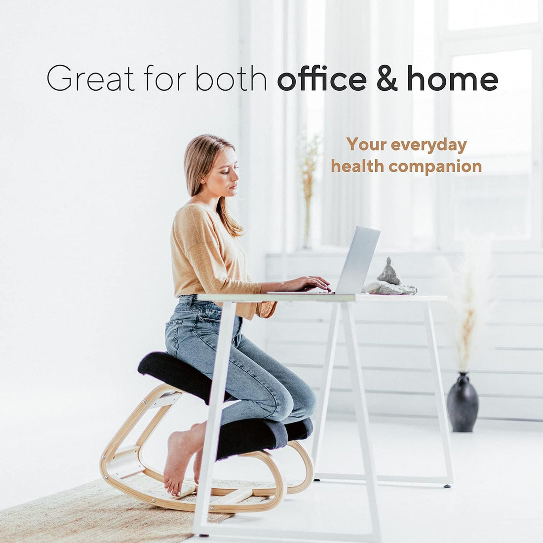 Ergonomic Kneeling Chair - Posture Support Rocking Stool with Thick Cushion