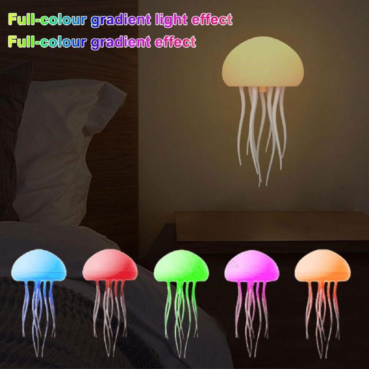 RGB Jellyfish Night Light - Voice-Control Type-c Bedside Lamp