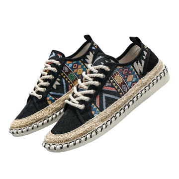 Men's Ethnic Style Canvas Shoes - Breathable Flat Fisherman Loafers