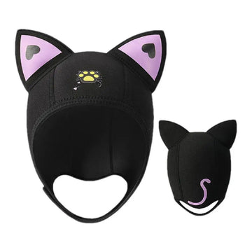 Neoprene Cute Cat Ear Diving Hood - Warm Elastic Snorkeling Swimming Hat