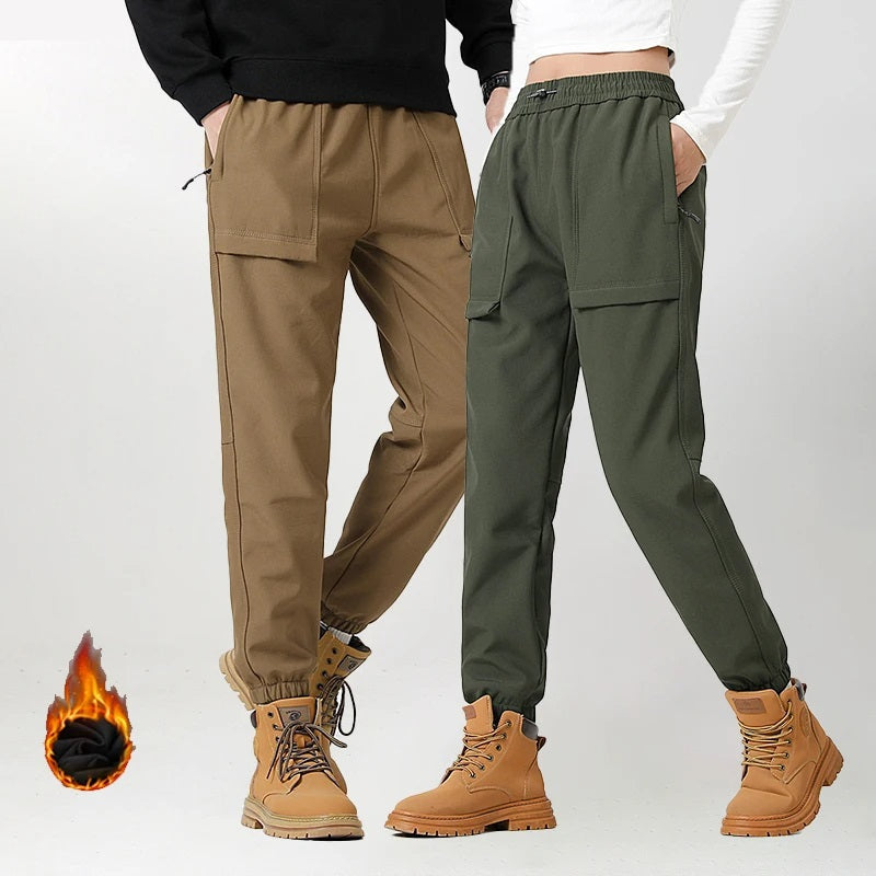 Unisex Fleece Lined Joggers Pants Water Resistant Winter Warm Travel Sweatpant
