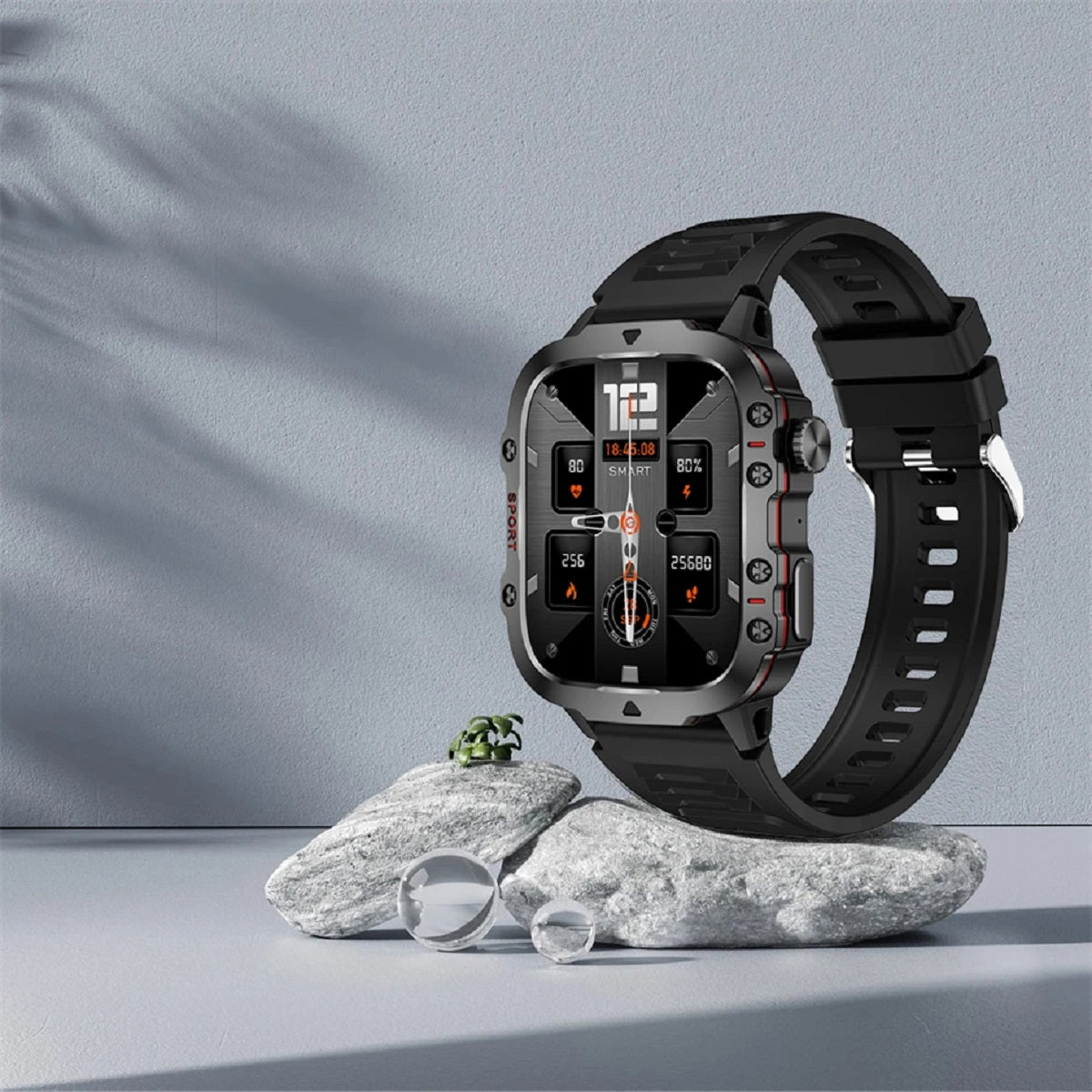 Men's Rugged Outdoor GPS Smartwatch - 1.96" Bluetooth Call and Waterproof
