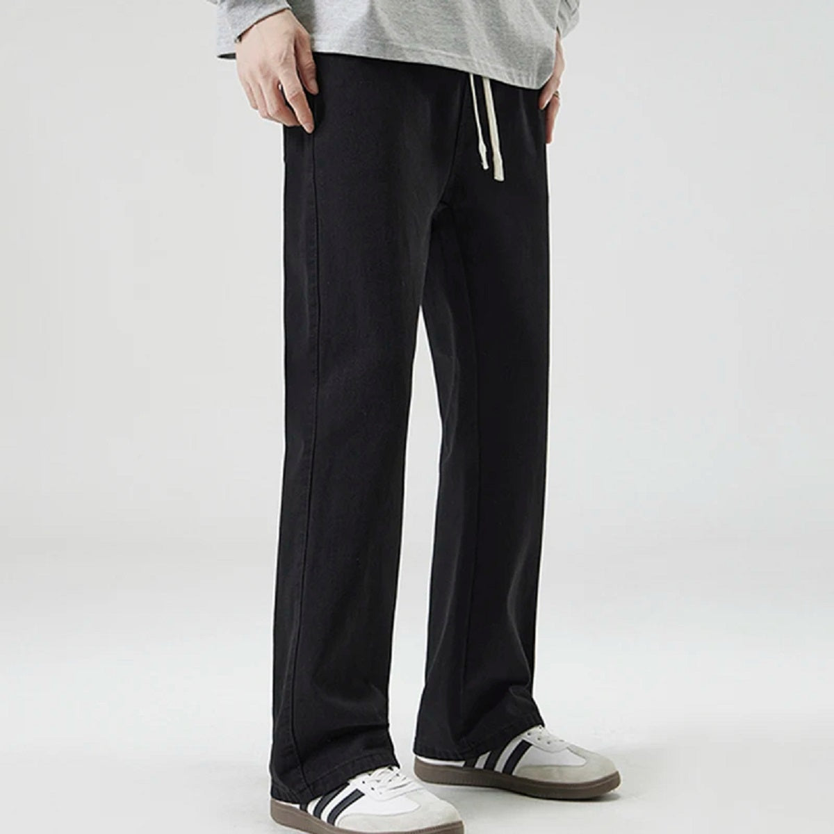 Men's High Street Micro Flared Jeans - Elastic Waist and Drawstring