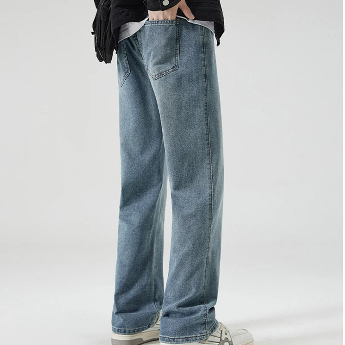 Men's High Street Micro Flared Jeans - Elastic Waist and Drawstring
