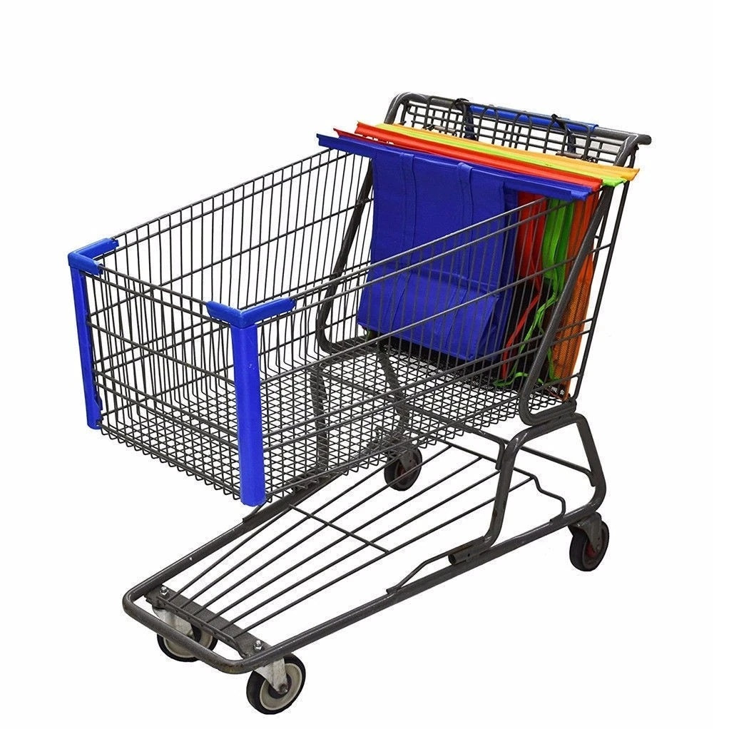 4 Pcs/set Foldable Cart Trolley Supermarket Shopping Storage Reusable Bags