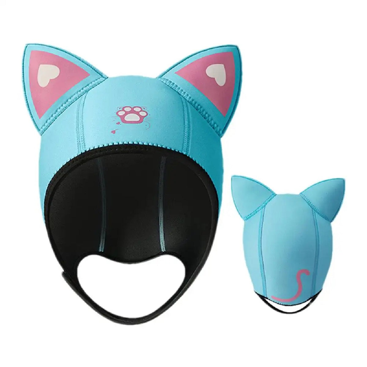 Neoprene Cute Cat Ear Diving Hood - Warm Elastic Snorkeling Swimming Hat