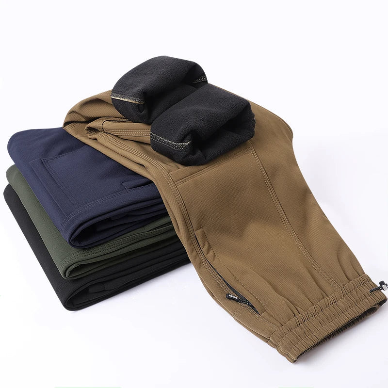 Unisex Fleece Lined Joggers Pants Water Resistant Winter Warm Travel Sweatpant