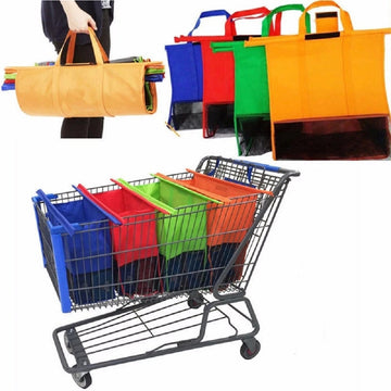 4 Pcs/set Foldable Cart Trolley Supermarket Shopping Storage Reusable Bags