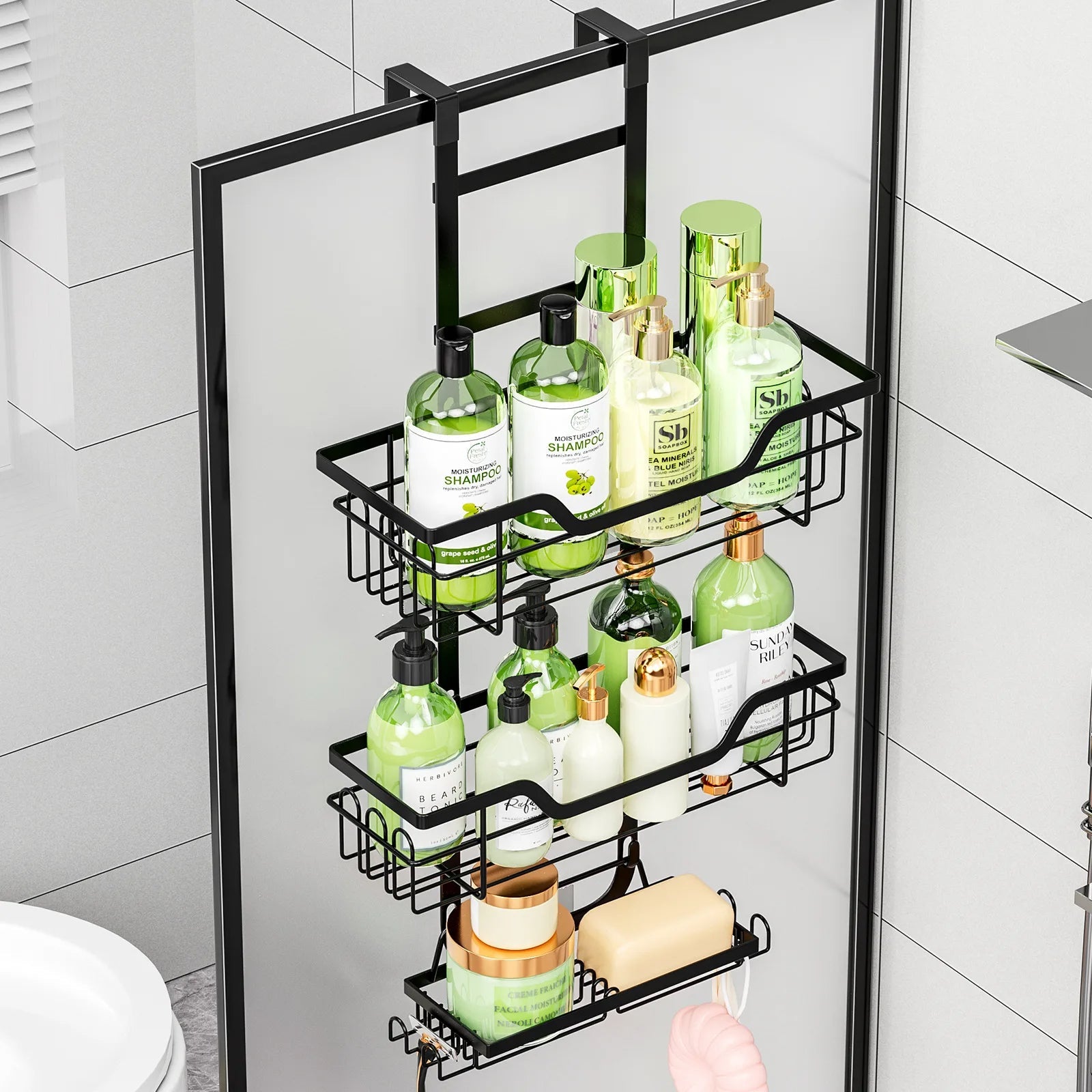 Drill-Free Hanging Bathroom Shelf - Over-Door Multi-Layer Storage Rack