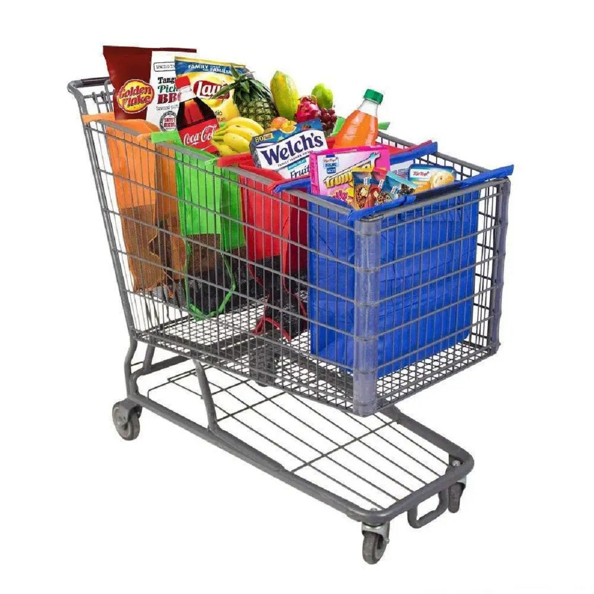 4 Pcs/set Foldable Cart Trolley Supermarket Shopping Storage Reusable Bags