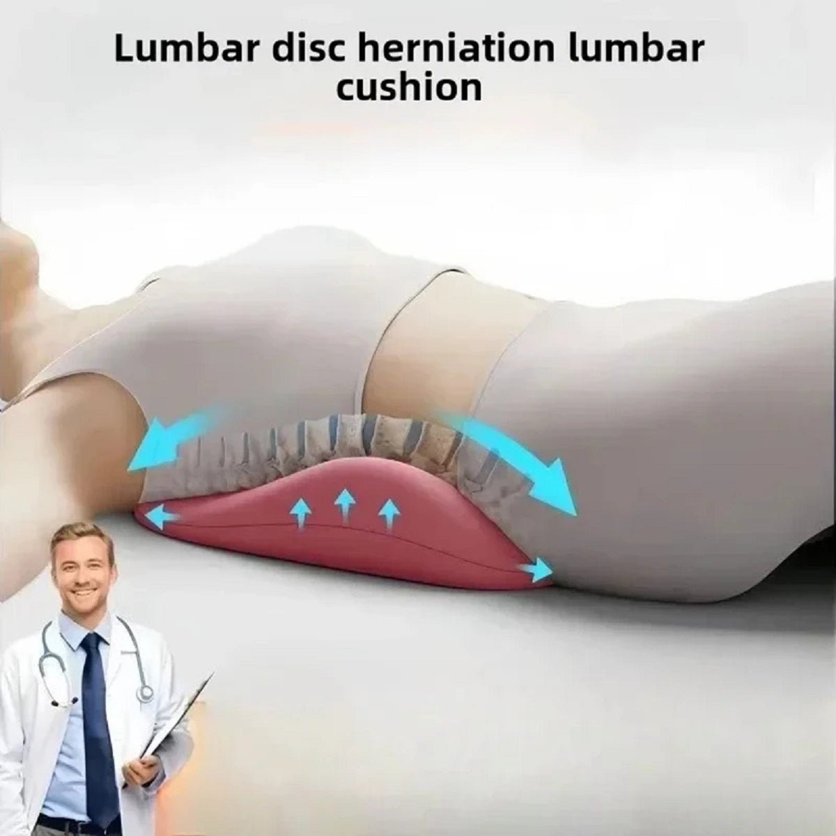Ergonomic Lumbar Support Pillow - Memory Foam Cushion for Back
