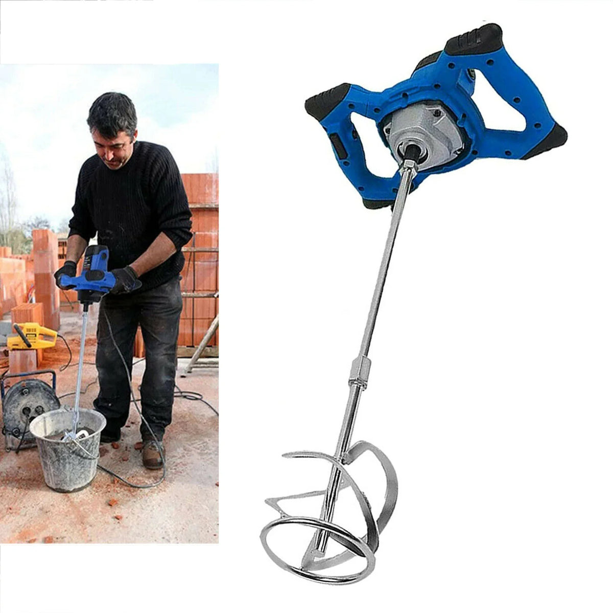 Portable Electric Cement Mixer - 6-Speed Handheld Stirring Tool for Mortar and Paint
