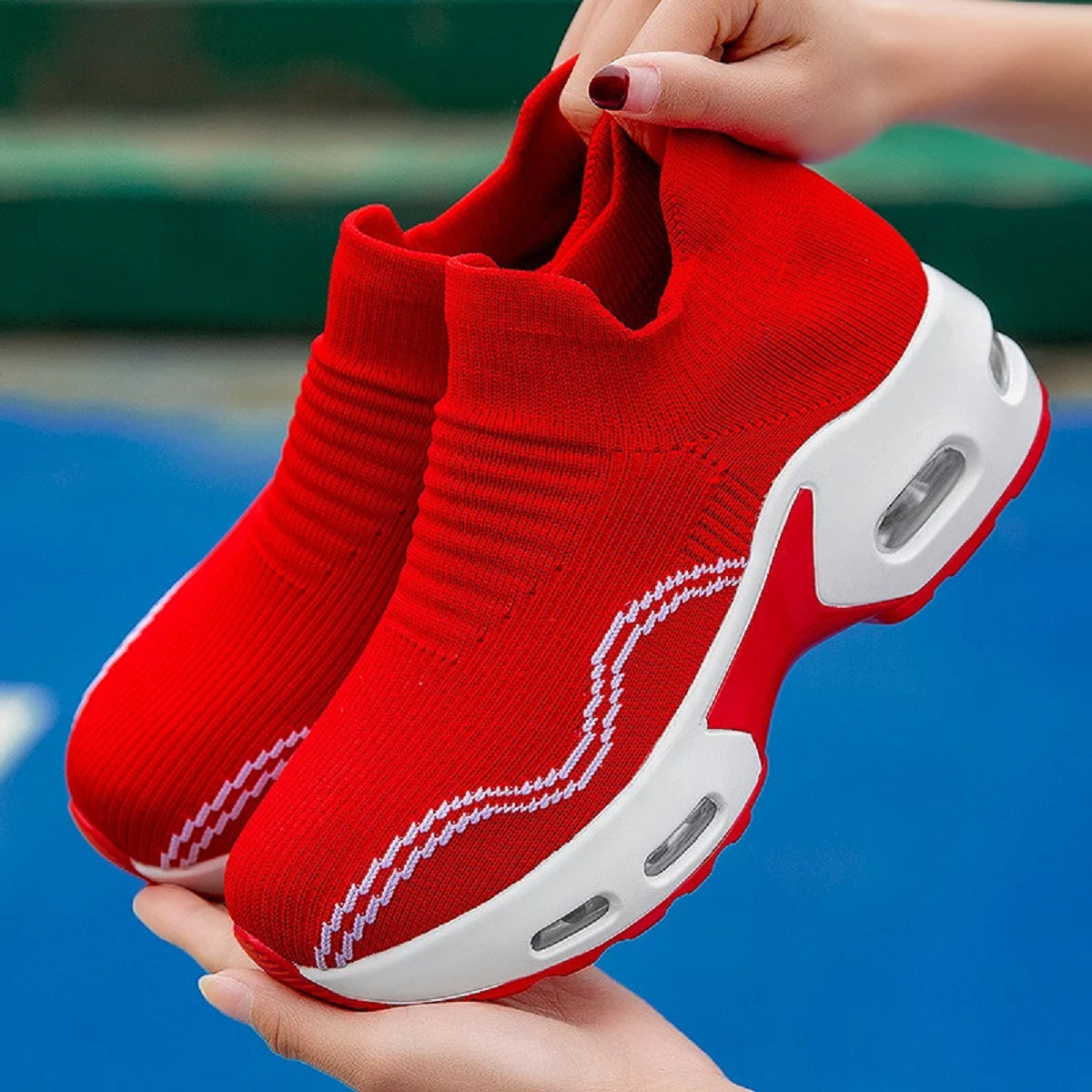Women's Mesh Platform Sneakers - Breathable Slip-On Shoes