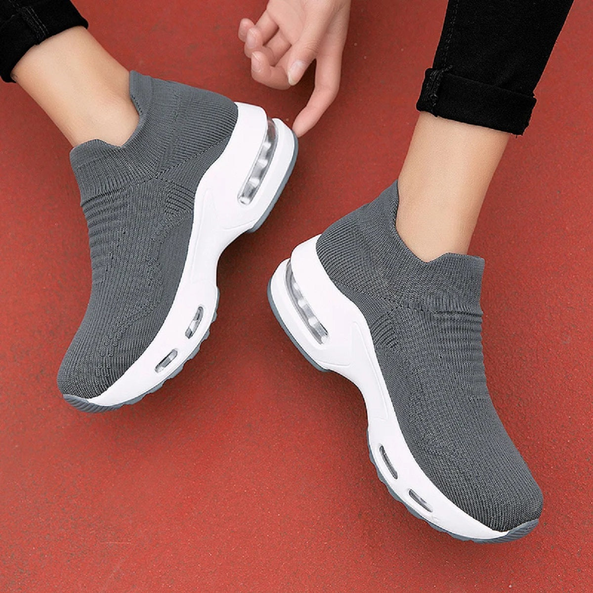 Women's Mesh Platform Sneakers - Breathable Slip-On Shoes