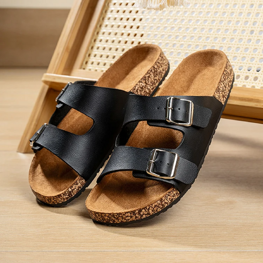 Beach Slides Cork Footbed Slippers for Men and Women
