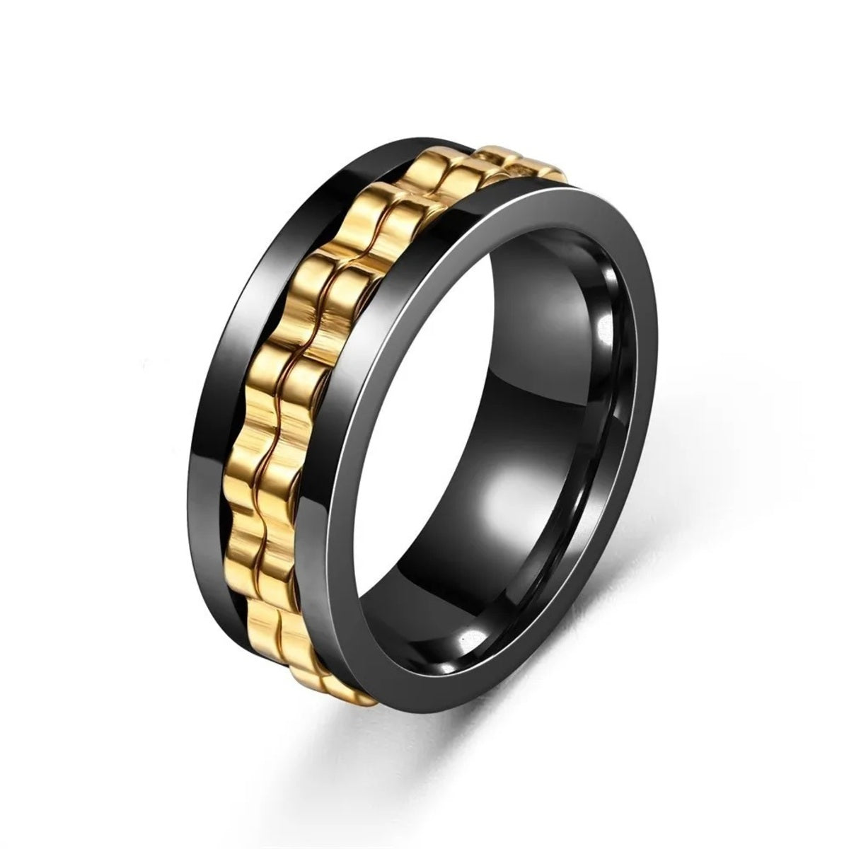 Stainless Steel Gear Chain Ring - Spinning Fidget Band