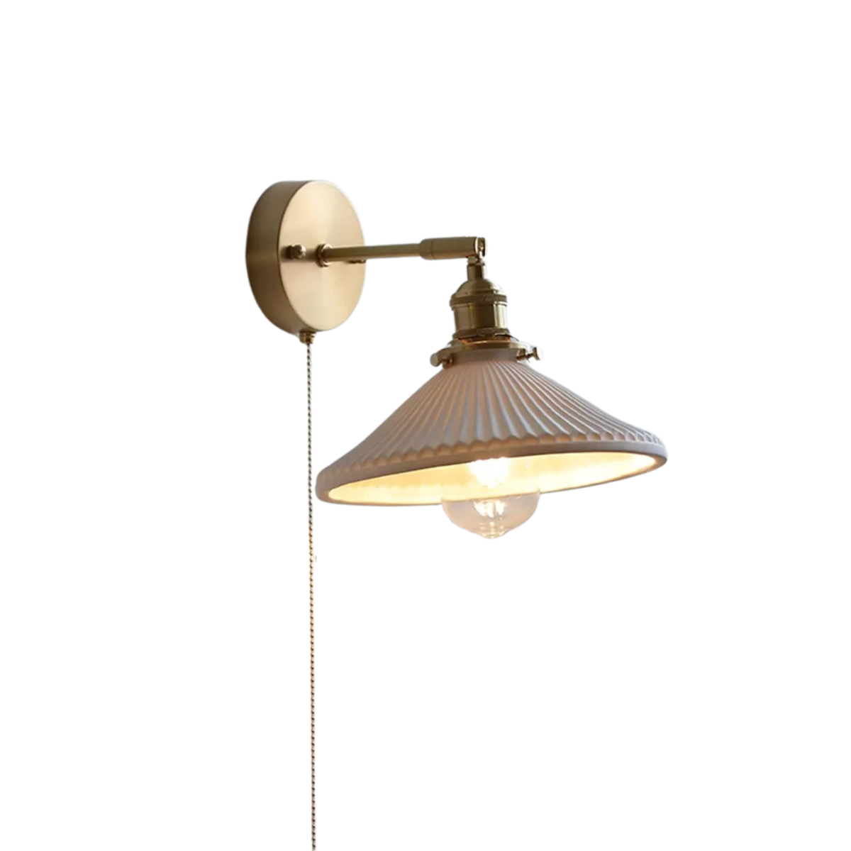 Nordic Ceramic Wall Light - LED Bedside Sconce with Pull Switch