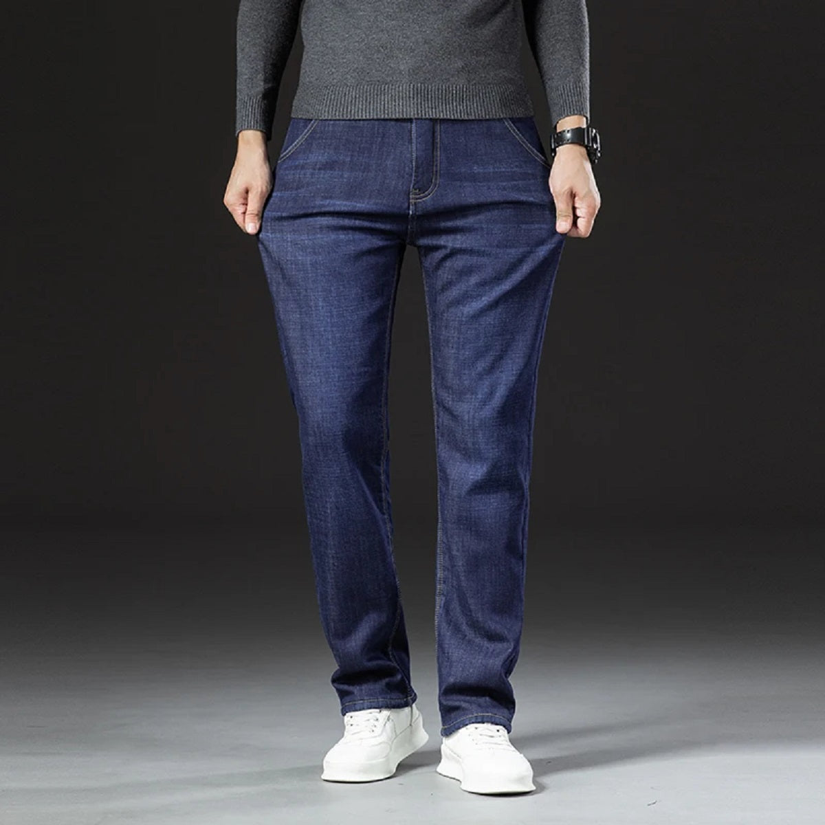 Men's Winter Fleece Lined Jean Thermal Warm Denim Pants