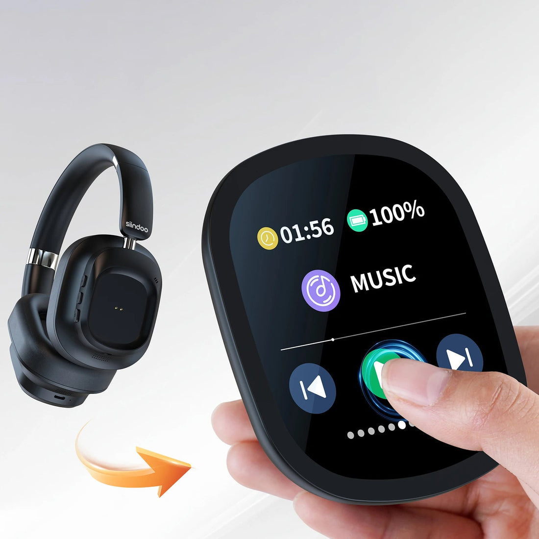 Hybrid Wireless Headphones - Headset with LED Screen and Magnetic Touch Control