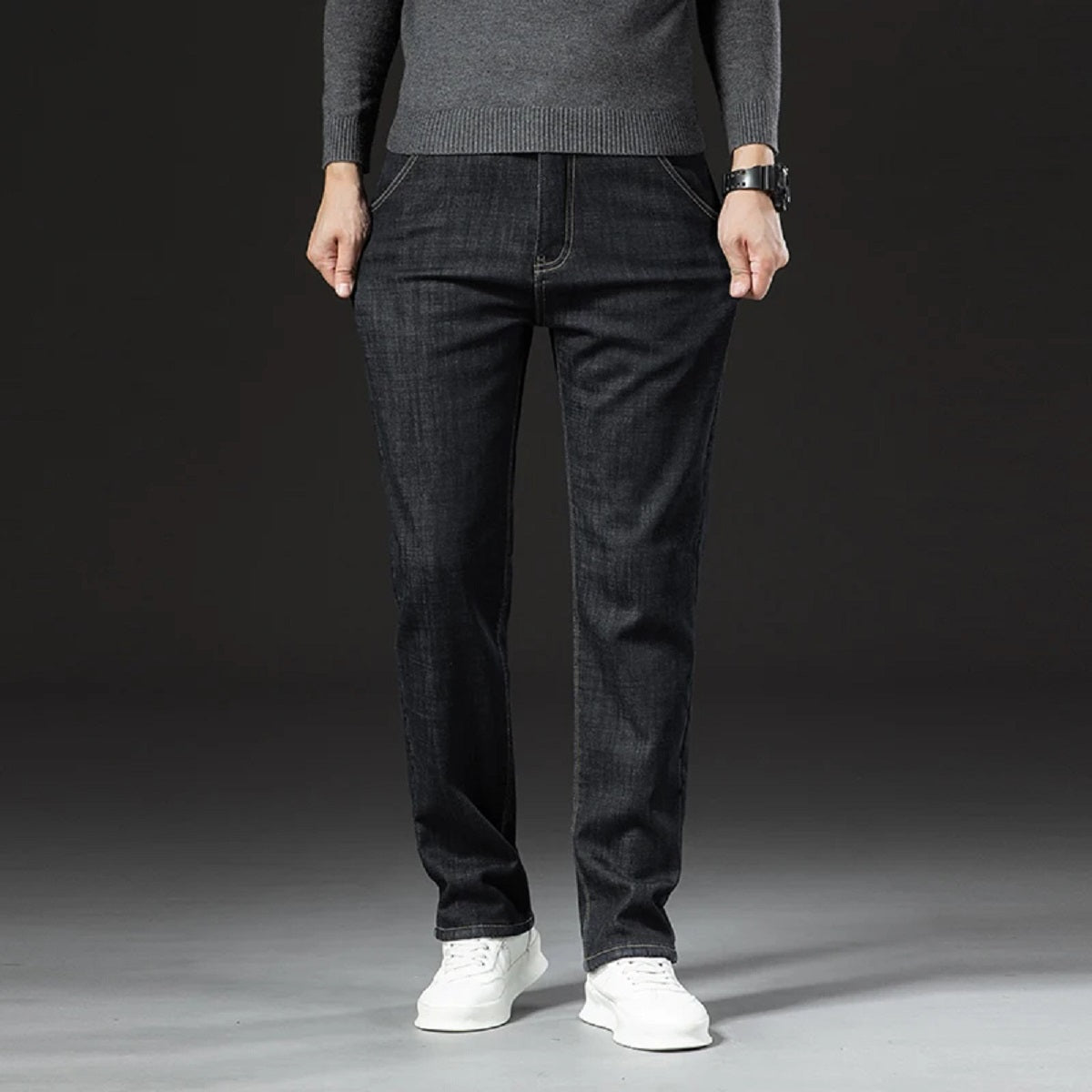 Men's Winter Fleece Lined Jean Thermal Warm Denim Pants