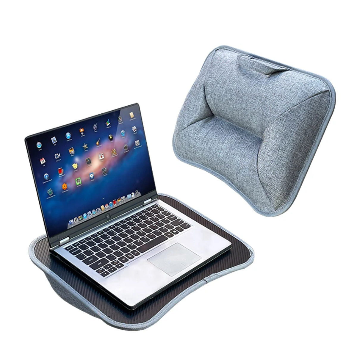 Cushioned Lap Desk - Foam-Filled Pillow Table with Large Hard Mouse Pad