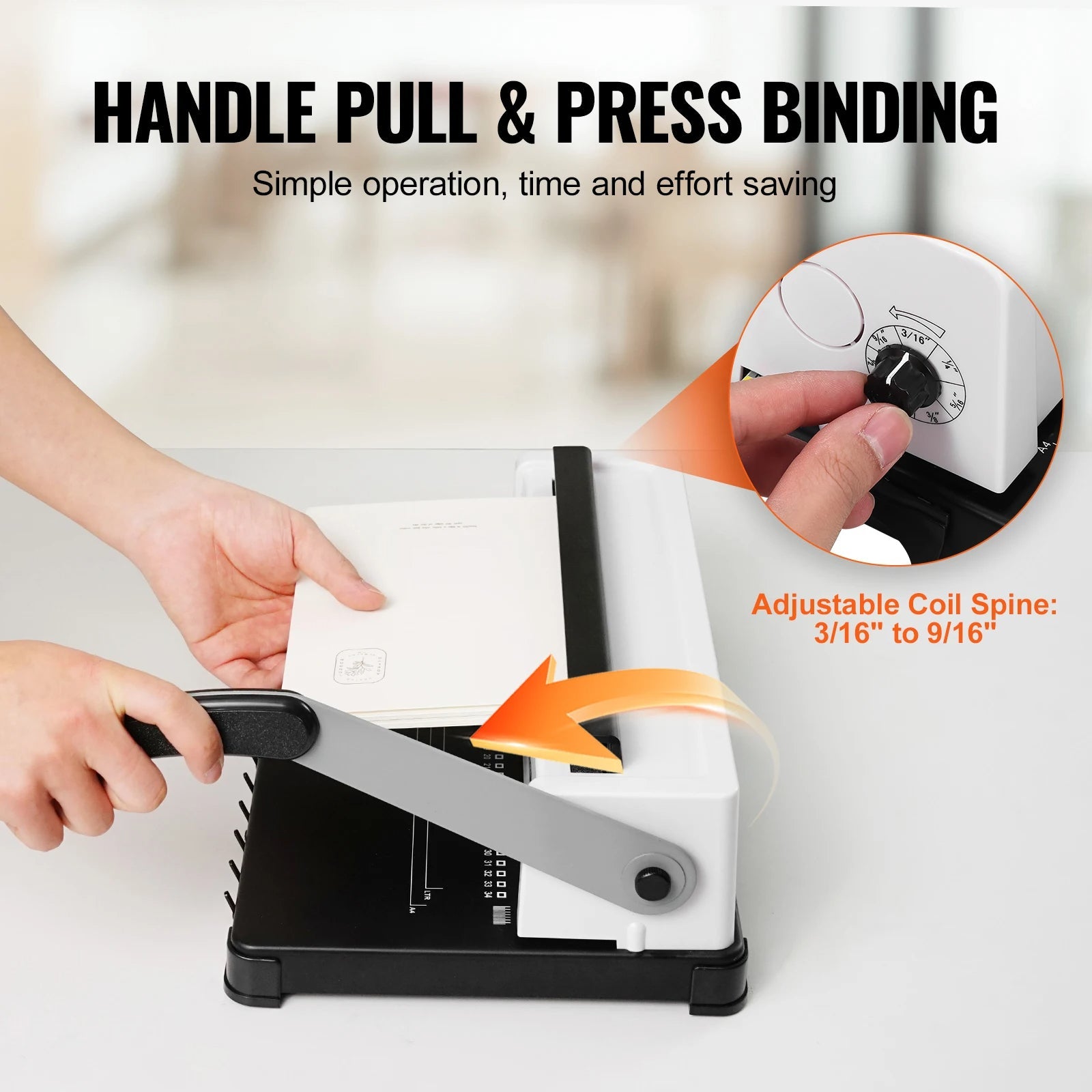 Manual Coil Binding Machine - 34-Hole Punch 120-Sheet Book Binder