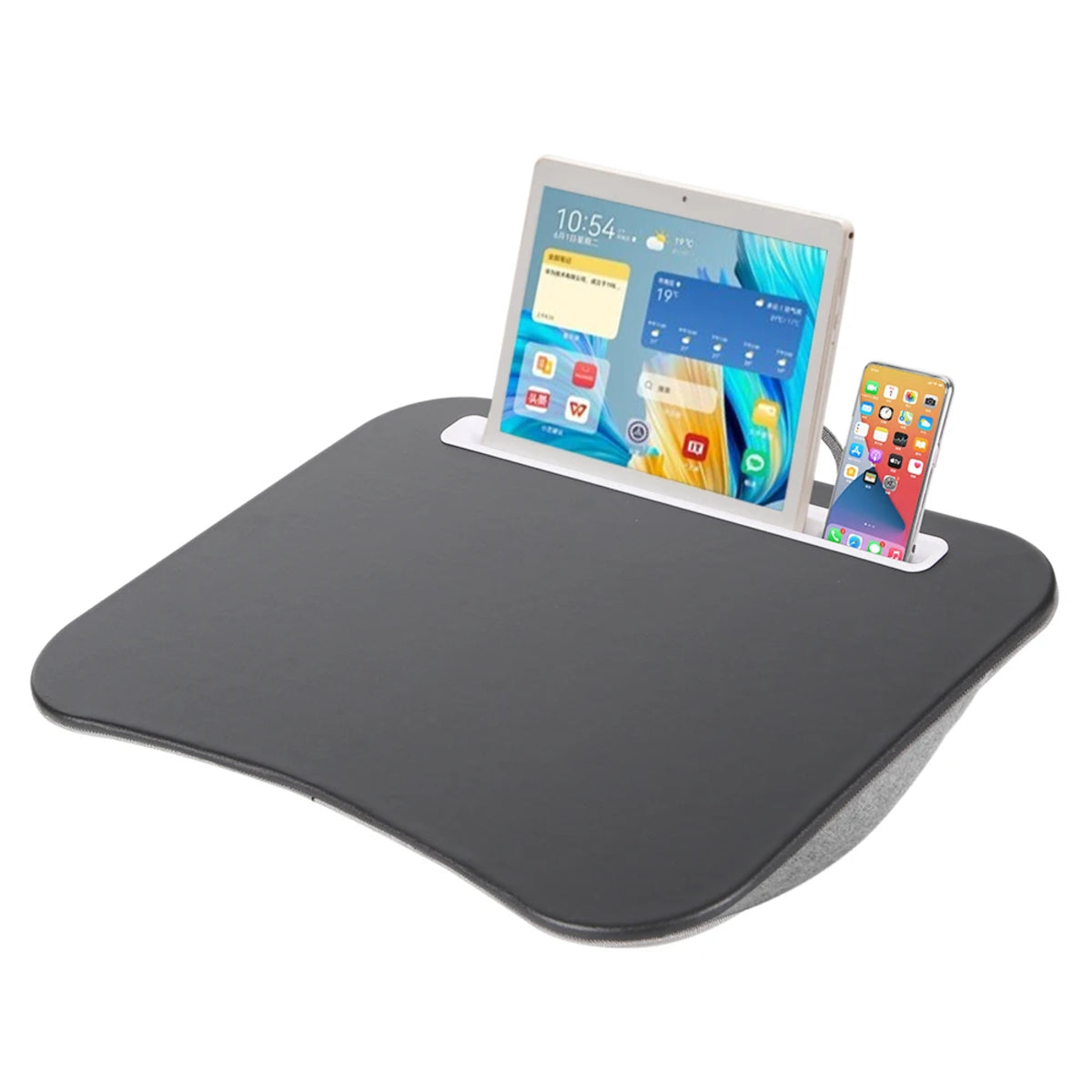Cushioned Lap Desk - Foam-Filled Pillow Table with Large Hard Mouse Pad