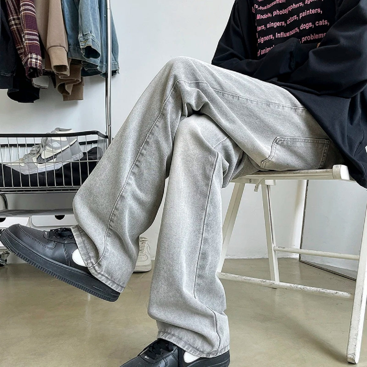 Men's Vintage Light Gray Bootcut Jeans - Stylish and Comfortable Denim
