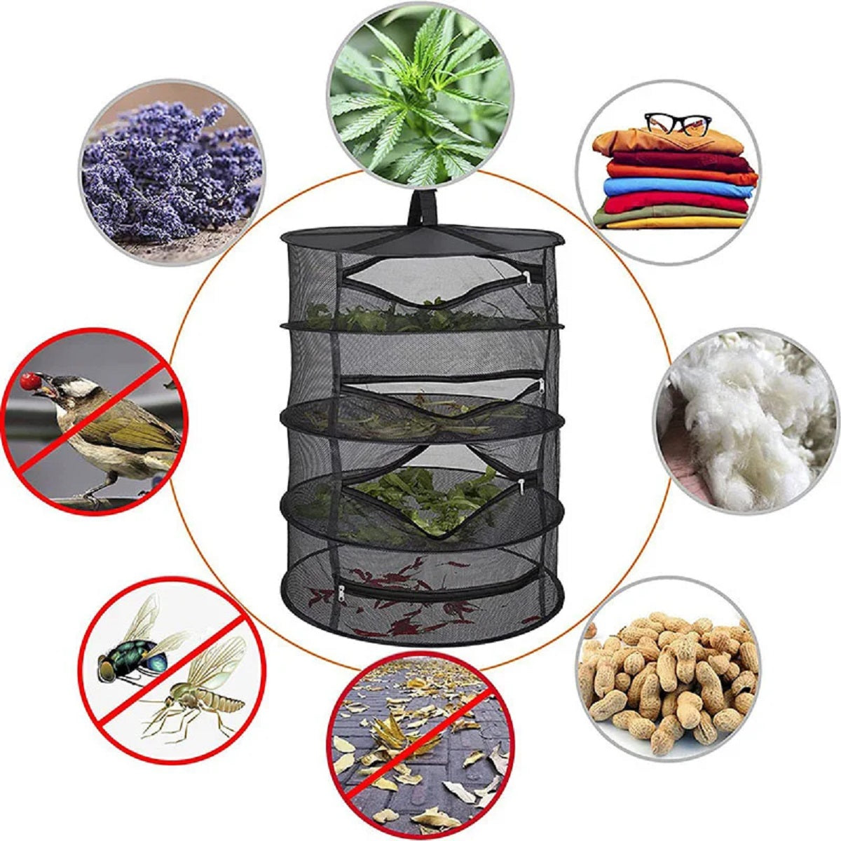 Layer Herbs Drying Net Folding Hanging Mesh Basket Flowers Plants Dryer