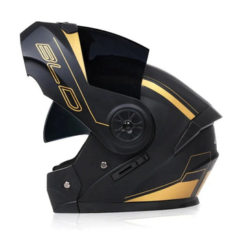 Dual-Lens Flip-Up Motorcycle Helmet - Full Face Modular Motocross