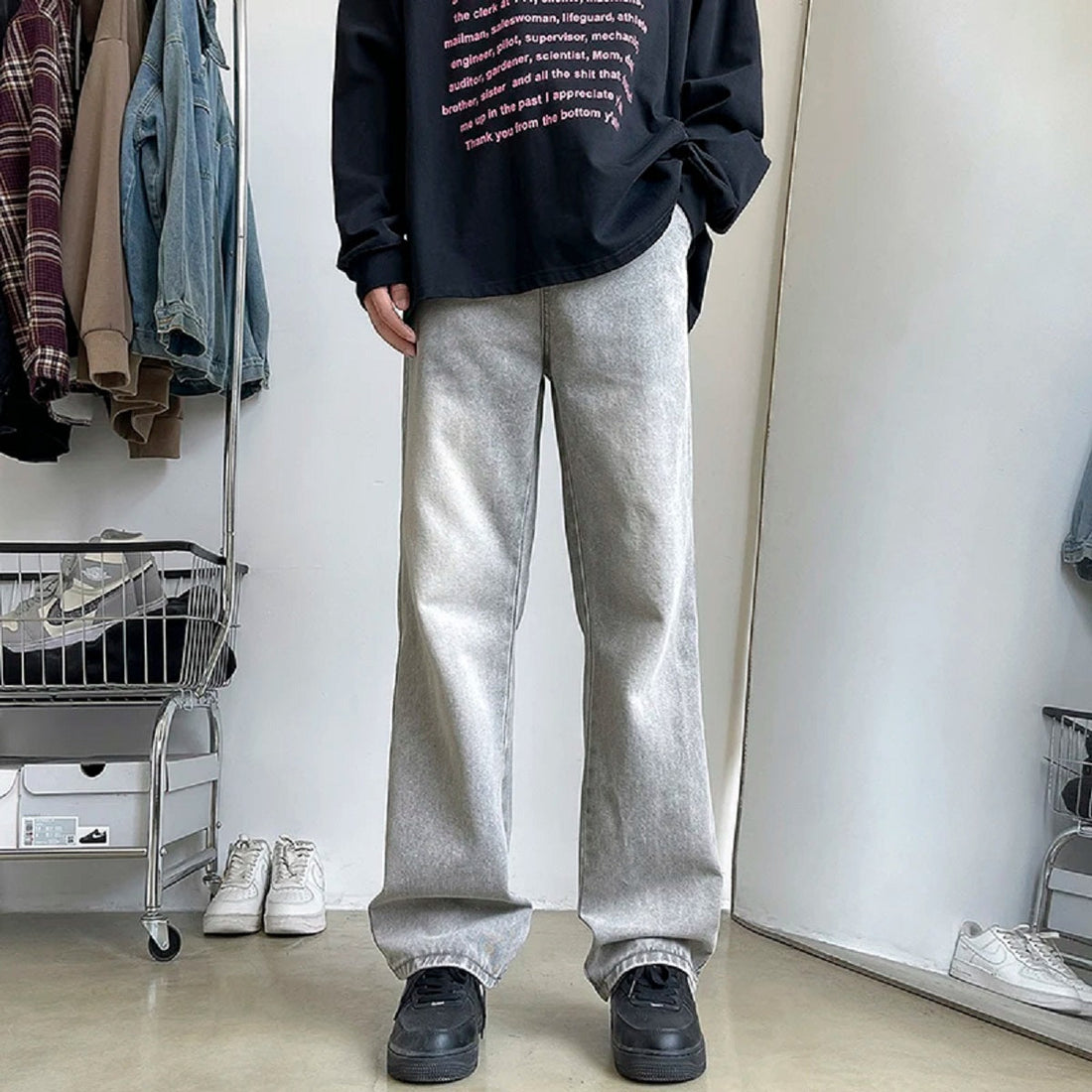 Men's Vintage Light Gray Bootcut Jeans - Stylish and Comfortable Denim