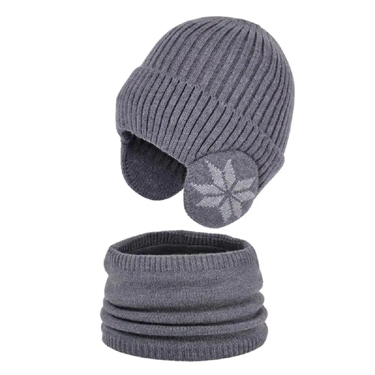 2 in 1 Heated Winter Knitted Cap Neck Warmer Beanie Hat Scarf