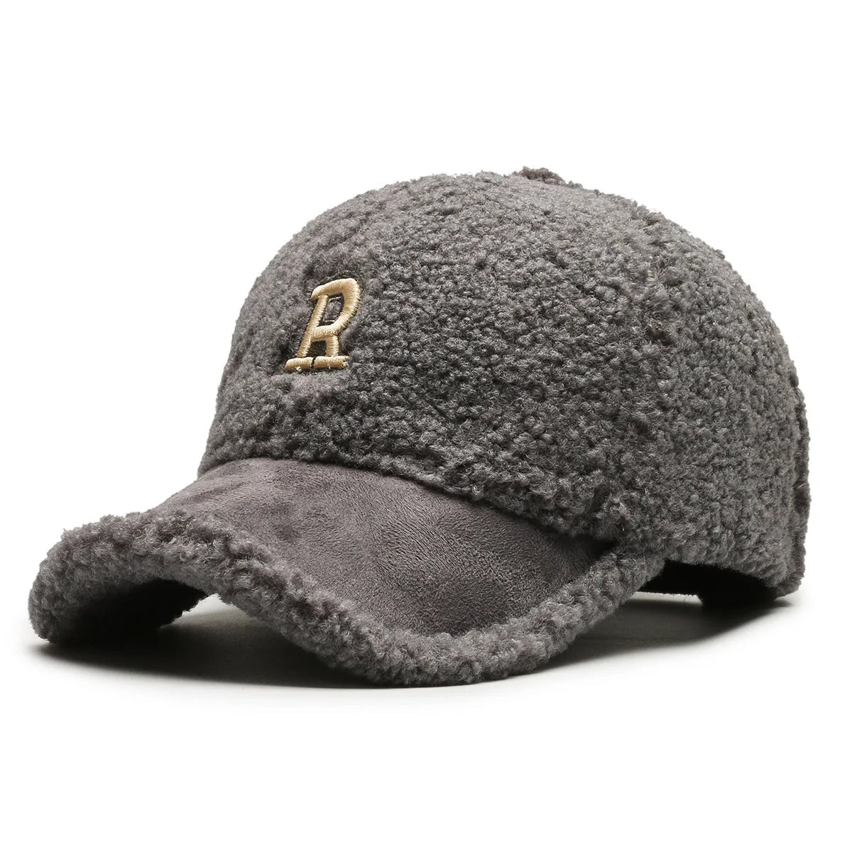 Faux Fur Baseball Cap - Fuzzy Warm Adjustable Shearling Fleece Hat