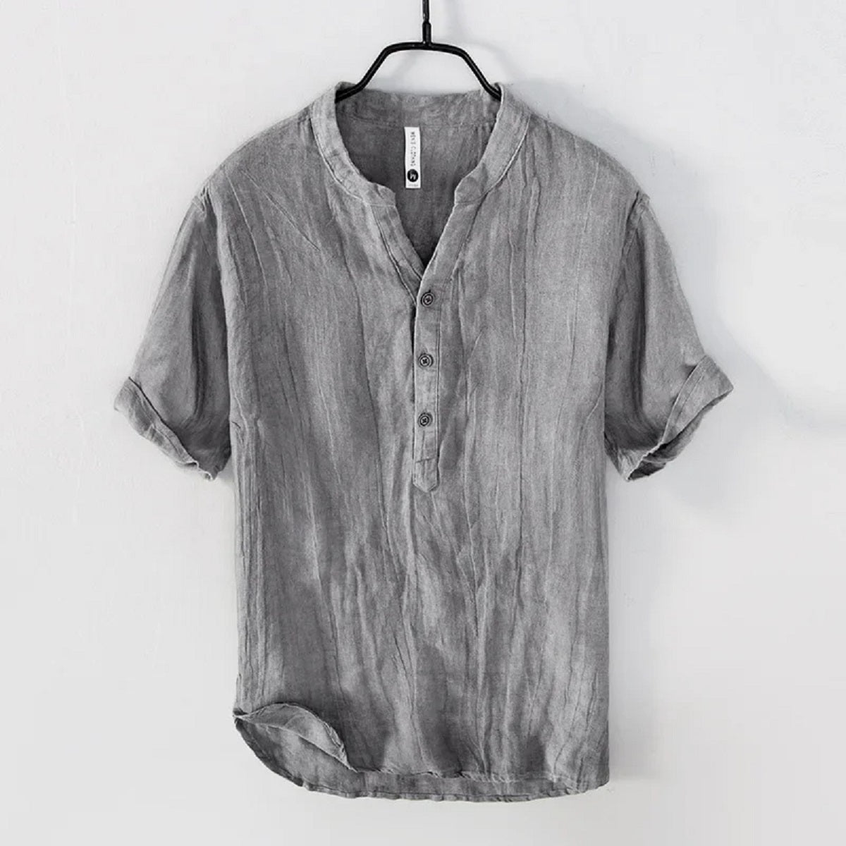 Men's Vintage Linen T-Shirt - Slim Fit Short Sleeve Summer Top