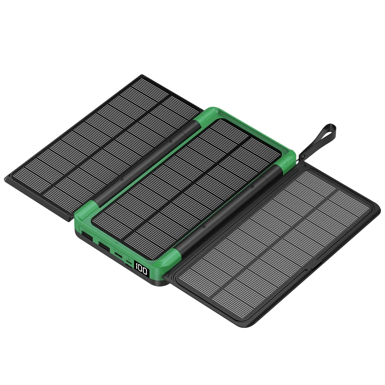 Folding Solar Power Bank - 3-Panel Qi Wireless Charger for On-the-Go Charging