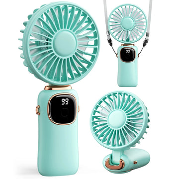 3-In-1 Portable Handheld Fan -5-Speed with LED Display for Neck Desk and Travel