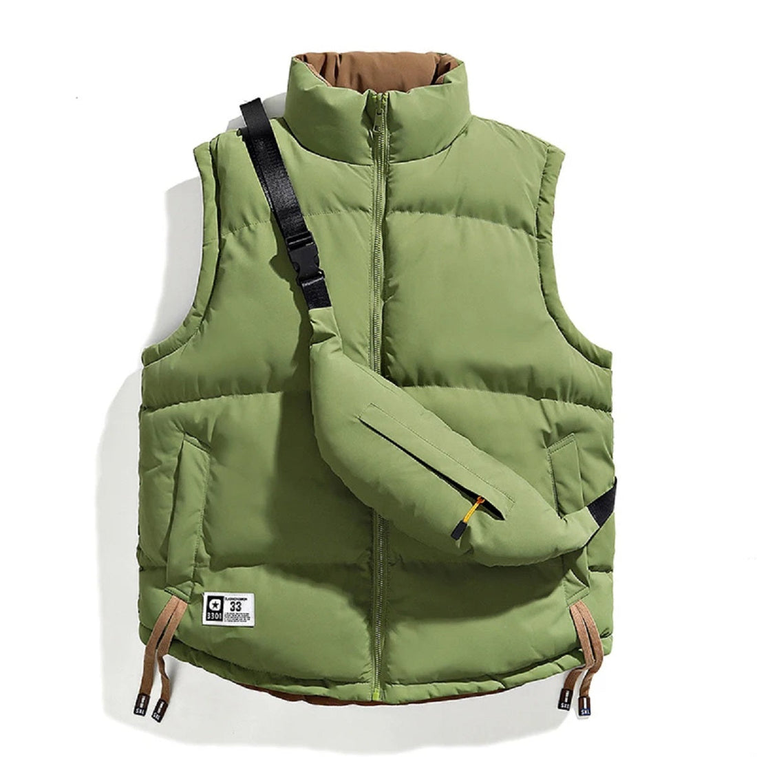Men's Winter Vest Warm Double Sided Sleeveless Jacket with Backpack