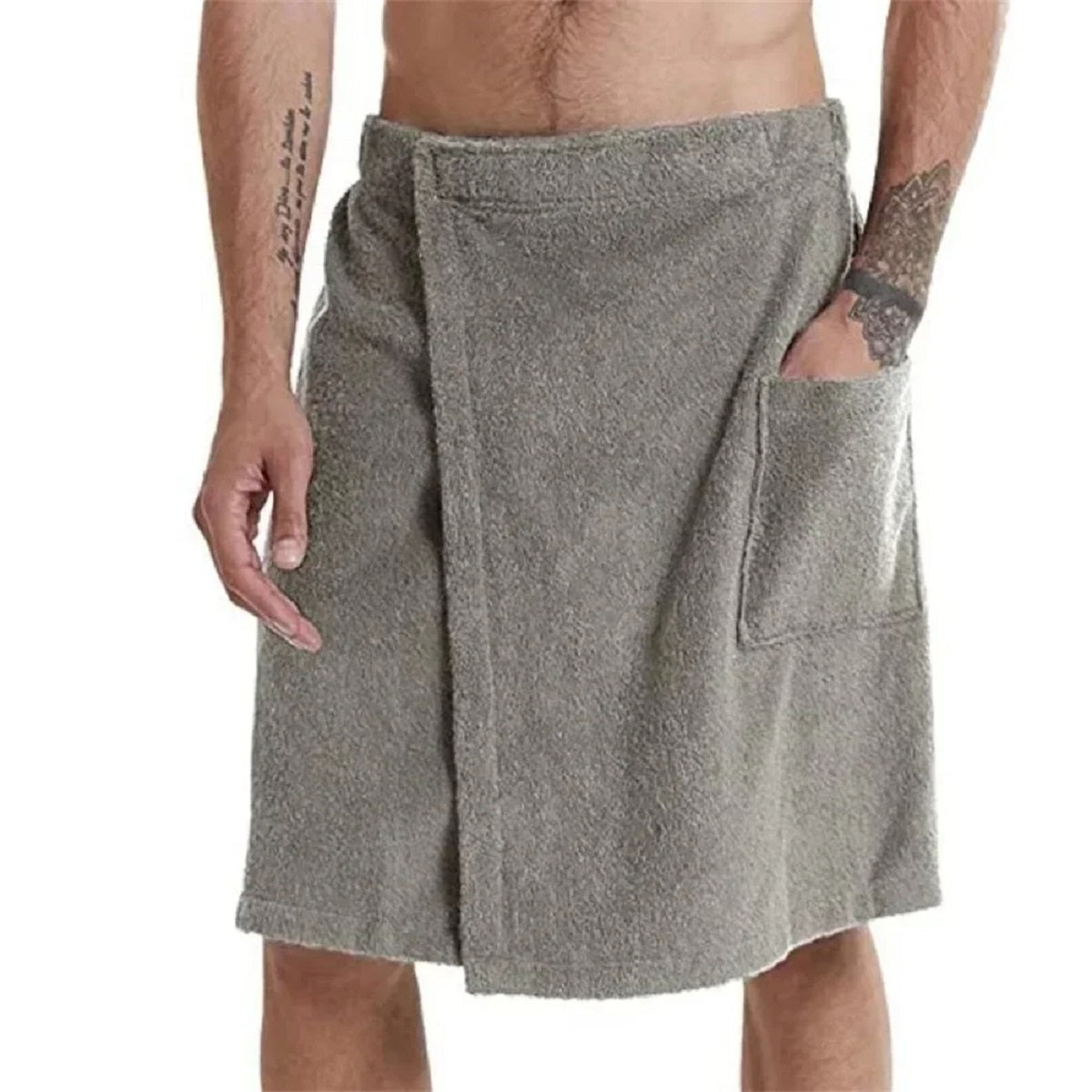 Men's Wearable Bath Towel - Soft Shower Wrap with Pocket for Spa Gym and Beach